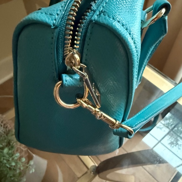 AUTHENTIC Coach Leather Mini Bennet Satchel Crossbody Handbag Turquoise color - Picture 9 of 11